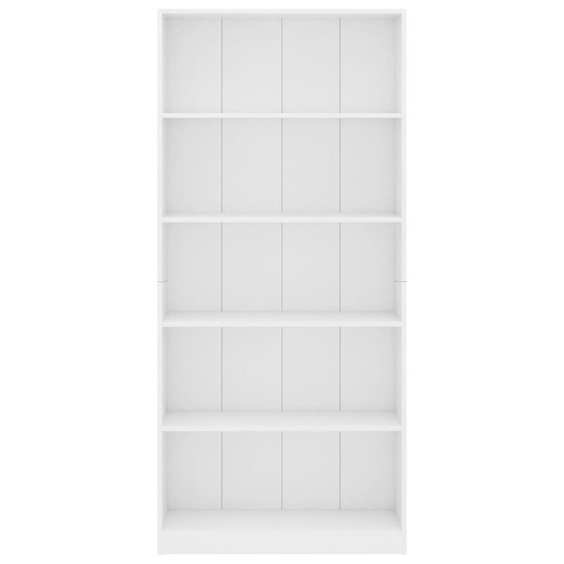 Bücherregal 5 Fächer Weiß 80x24x175 cm Holzwerkstoff