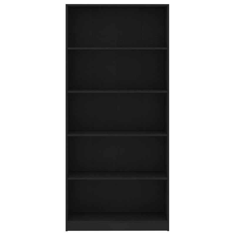 Bücherregal 5 Fächer Schwarz 80x24x175 cm Holzwerkstoff