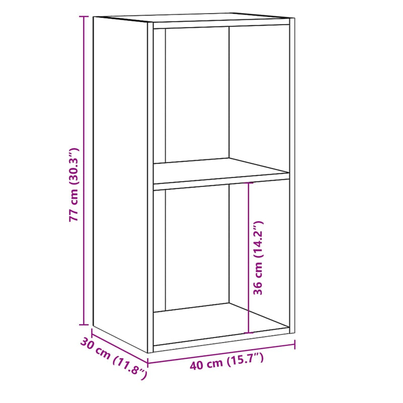 Bücherregal 2 Fächer Betongrau 40x30x76,5 cm Holzwerkstoff