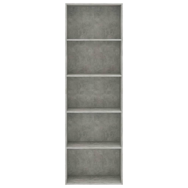 Bücherregal 5 Fächer Betongrau 60x30x189 cm Holzwerkstoff