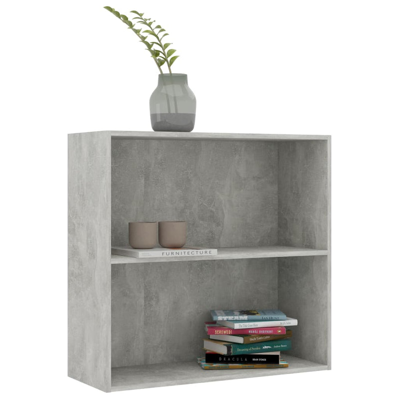 Bücherregal 2 Fächer Betongrau 80x30x76,5 cm Holzwerkstoff