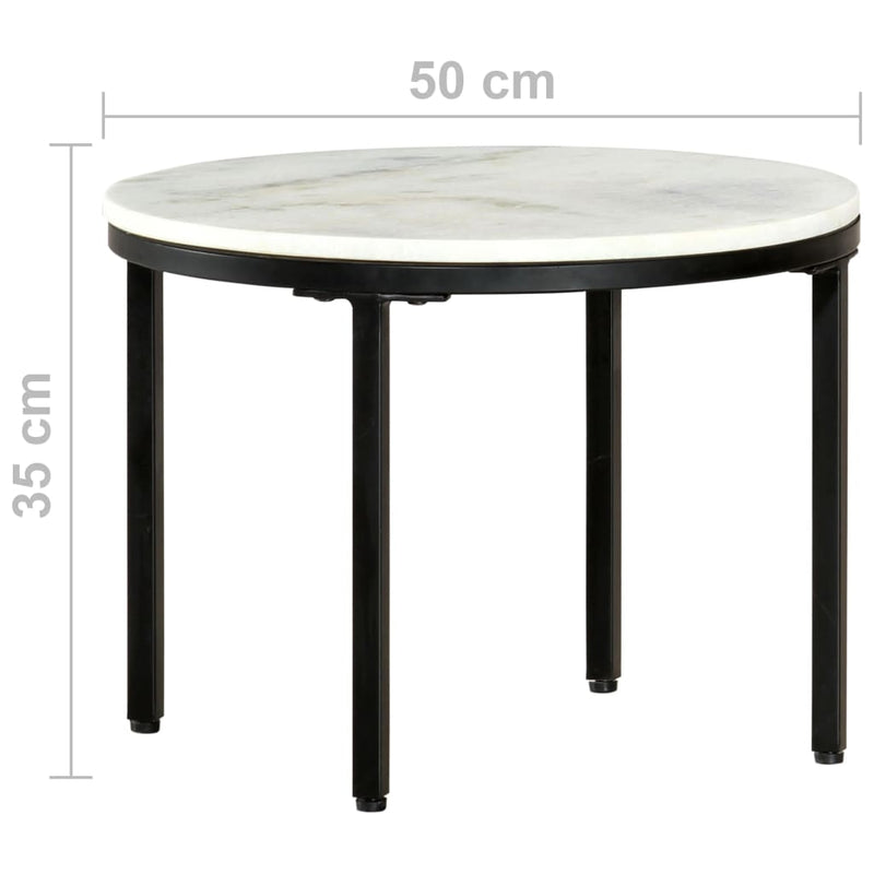 Couchtisch Weiß und Schwarz Ø50 cm Echter Marmor