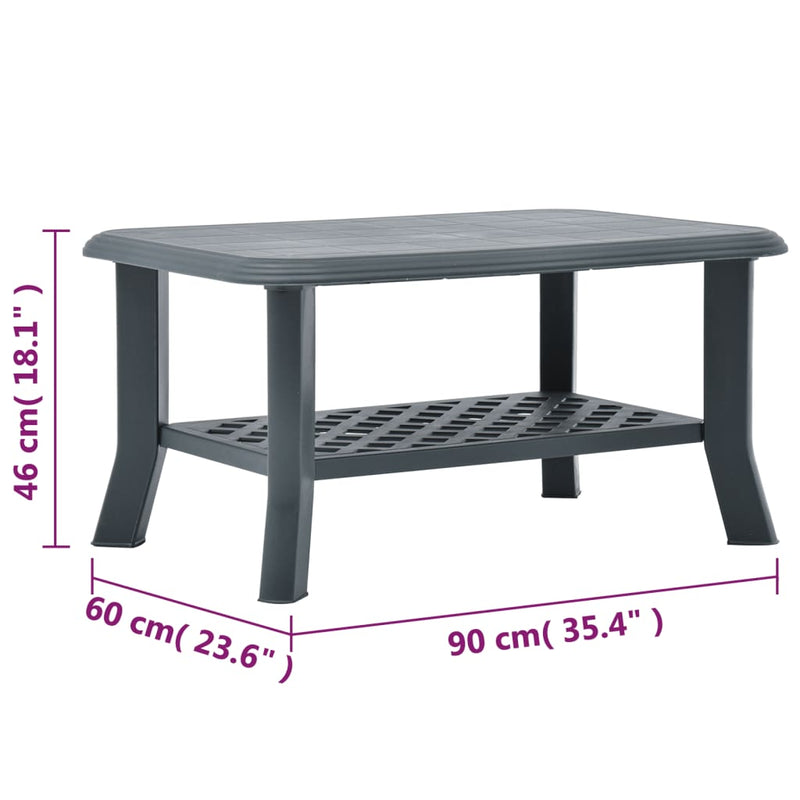 Couchtisch Grün 90 x 60 x 46 cm Kunststoff