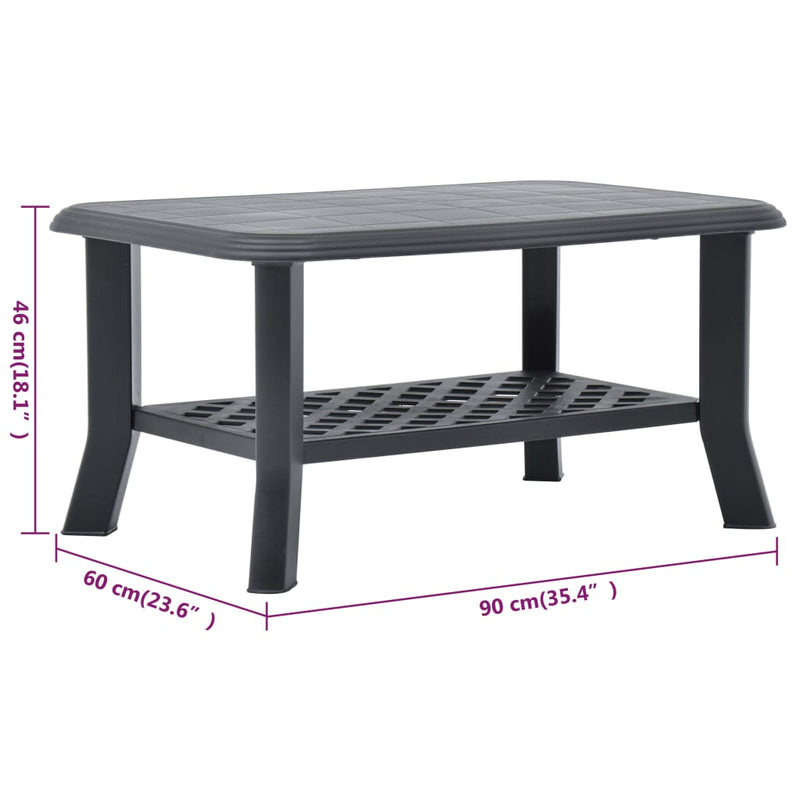 Couchtisch Anthrazit 90x60x46 cm Kunststoff