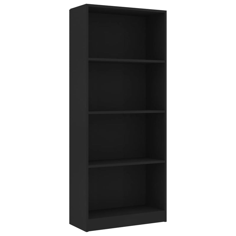 Bücherregal 4 Fächer Schwarz 60x24x142 cm Holzwerkstoff