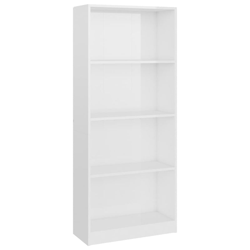 Bücherregal 4 Fächer Hochglanz-Weiß 60x24x142 cm Holzwerkstoff