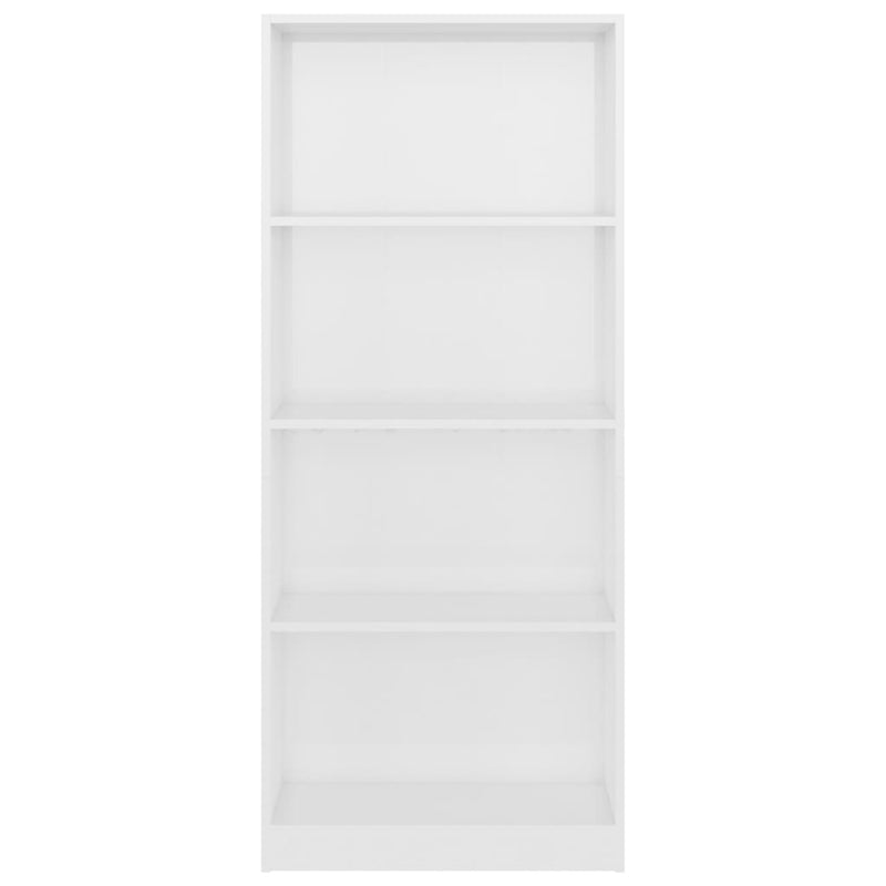 Bücherregal 4 Fächer Hochglanz-Weiß 60x24x142 cm Holzwerkstoff