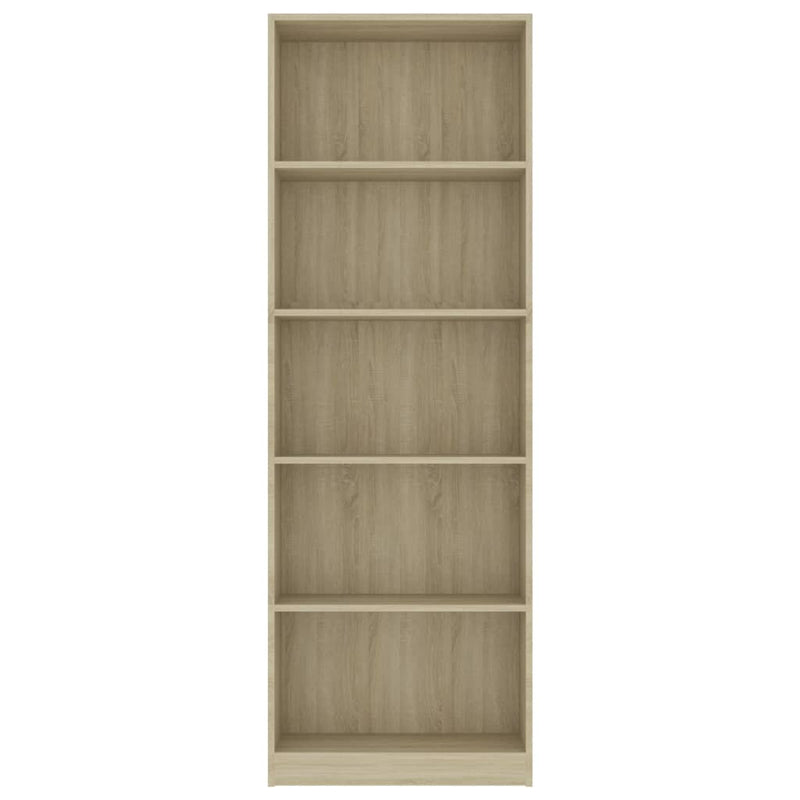 Bücherregal 5 Fächer Sonoma-Eiche 60x24x175 cm Holzwerkstoff