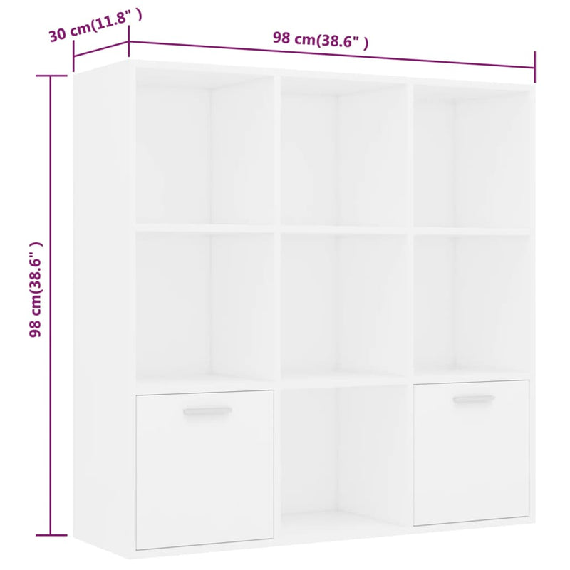 Bücherregal Weiß 98x30x98 cm Holzwerkstoff