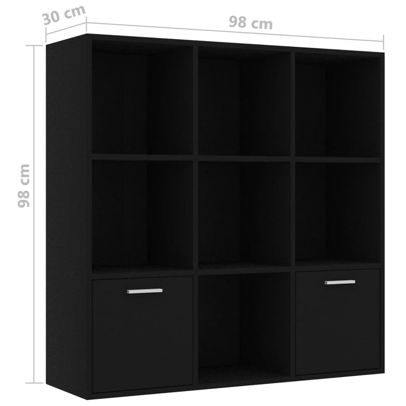 Bücherregal Schwarz 98x30x98 cm Holzwerkstoff