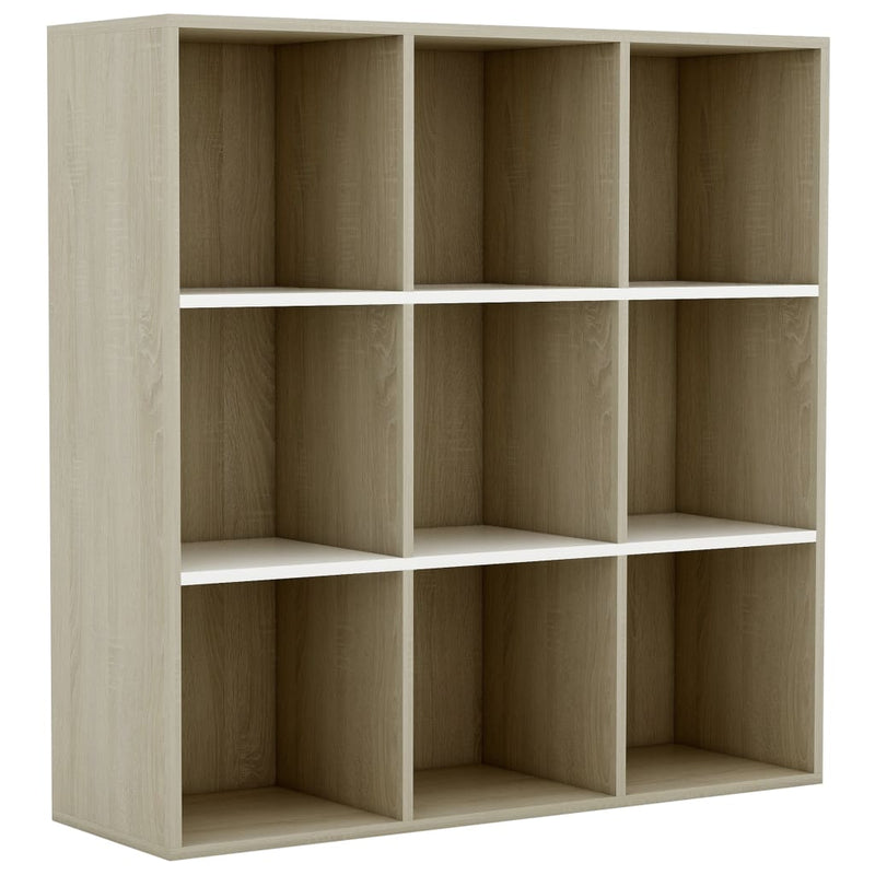 Bücherregal Weiß Sonoma-Eiche 98x30x98 cm Holzwerkstoff