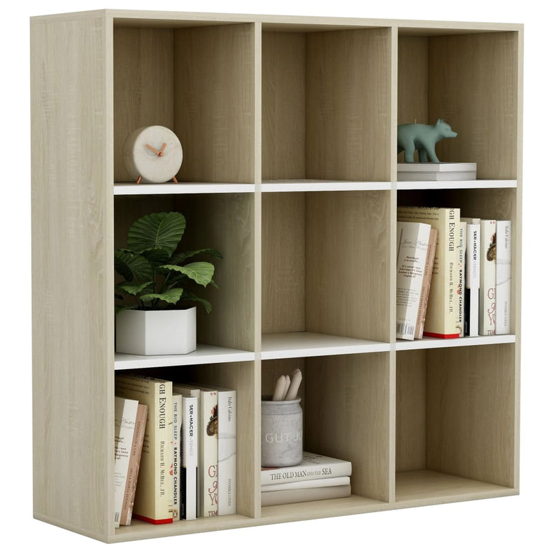 Bücherregal Weiß Sonoma-Eiche 98x30x98 cm Holzwerkstoff