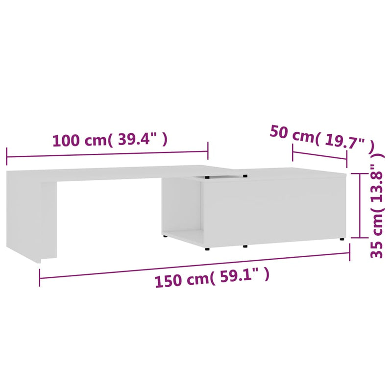 Couchtisch Weiß 150x50x35 cm Holzwerkstoff