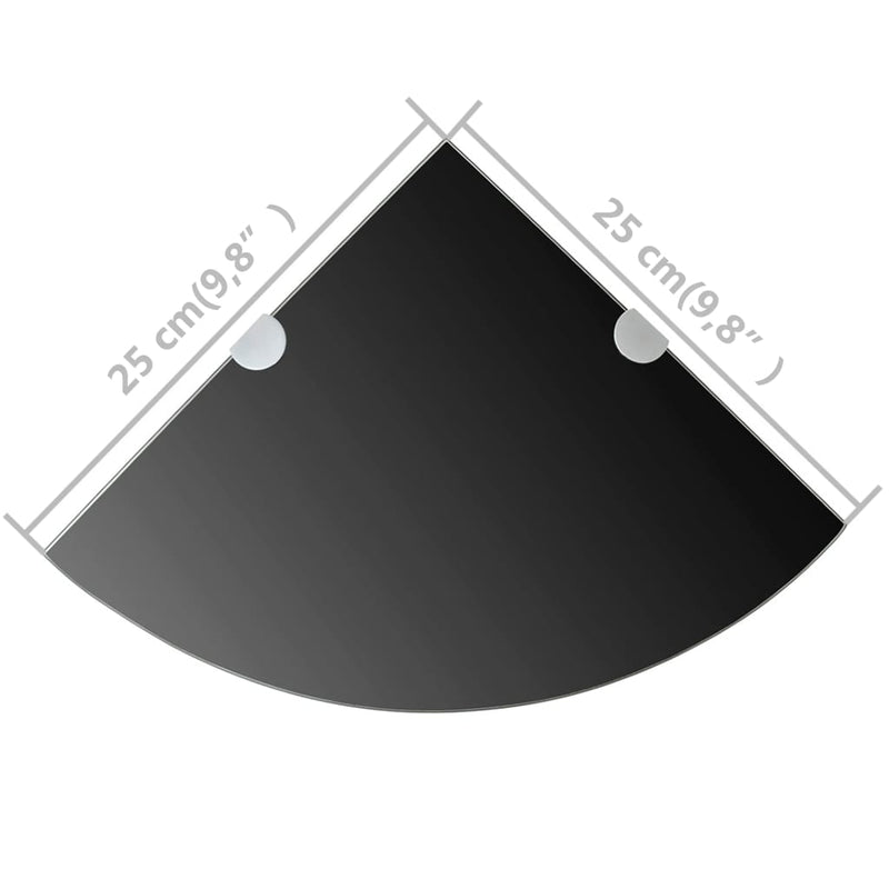 Eckregale 2 Stk. mit Verchromten Halterungen Glas Schwarz