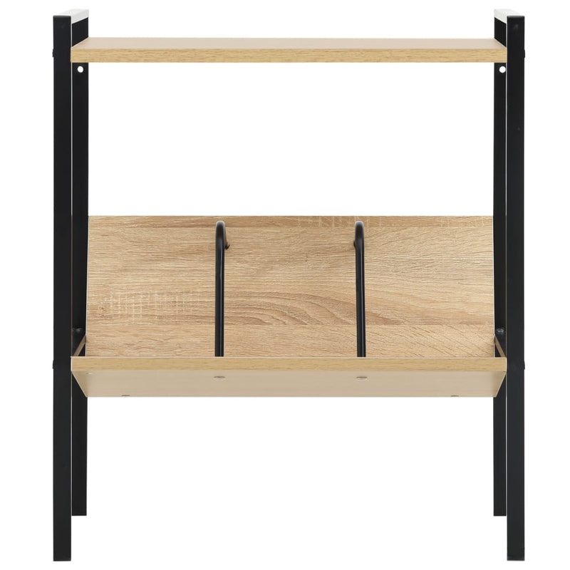 Bücherregal 2 Regalböden Schwarz Eiche 52x28x59cm Holzwerkstoff