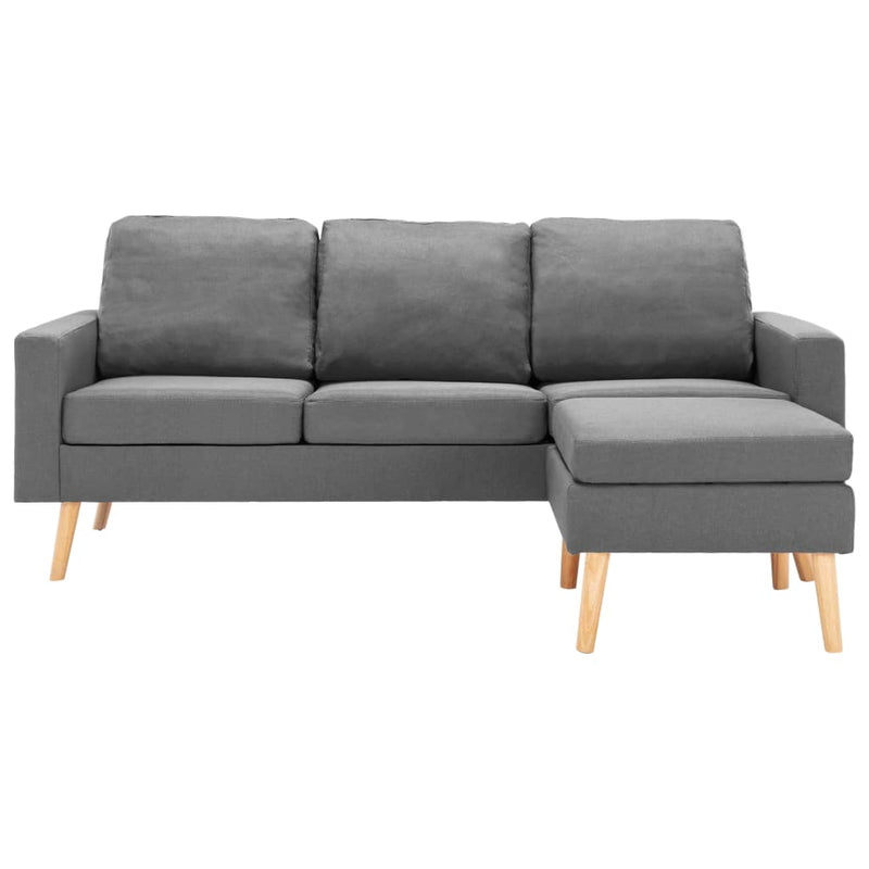 3-Sitzer-Sofa mit Hocker Hellgrau Stoff