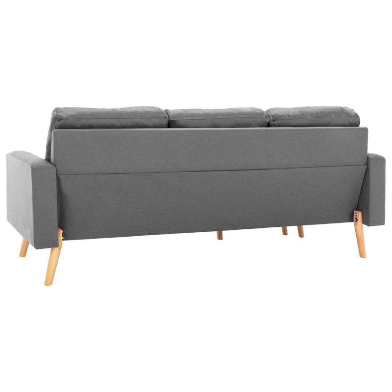 3-Sitzer-Sofa mit Hocker Hellgrau Stoff