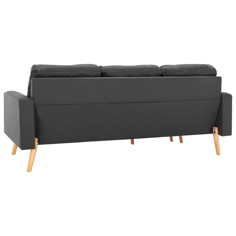 3-Sitzer-Sofa mit Hocker Dunkelgrau Stoff