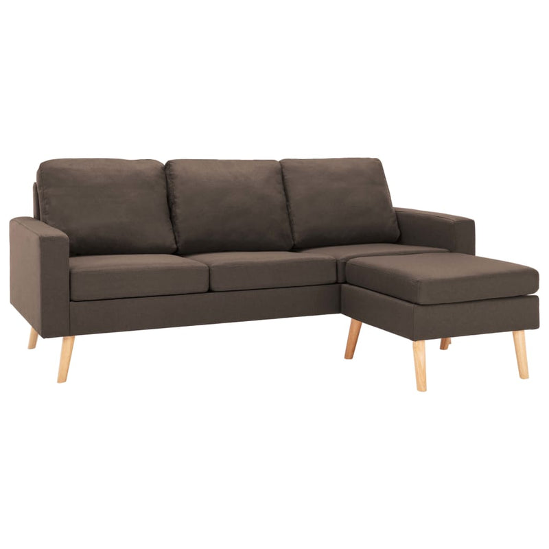 3-Sitzer-Sofa mit Hocker Braun Stoff