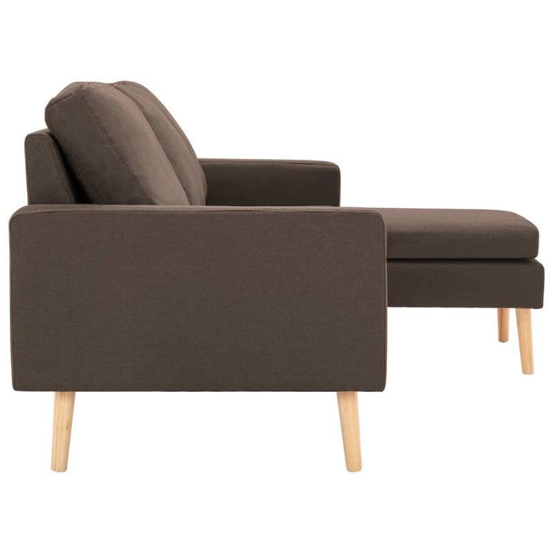 3-Sitzer-Sofa mit Hocker Braun Stoff