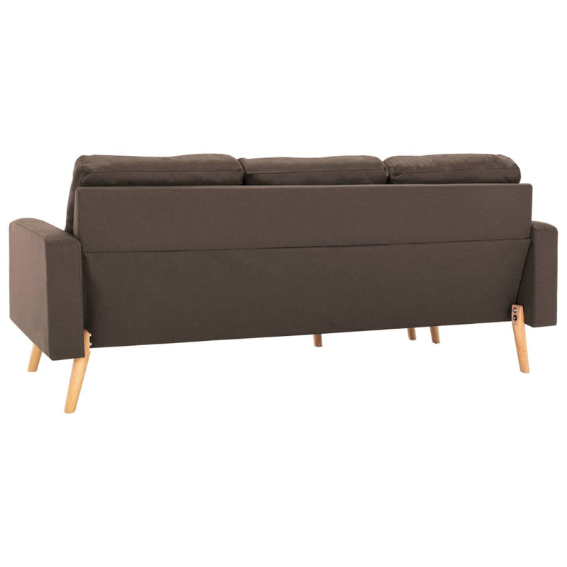 3-Sitzer-Sofa mit Hocker Braun Stoff