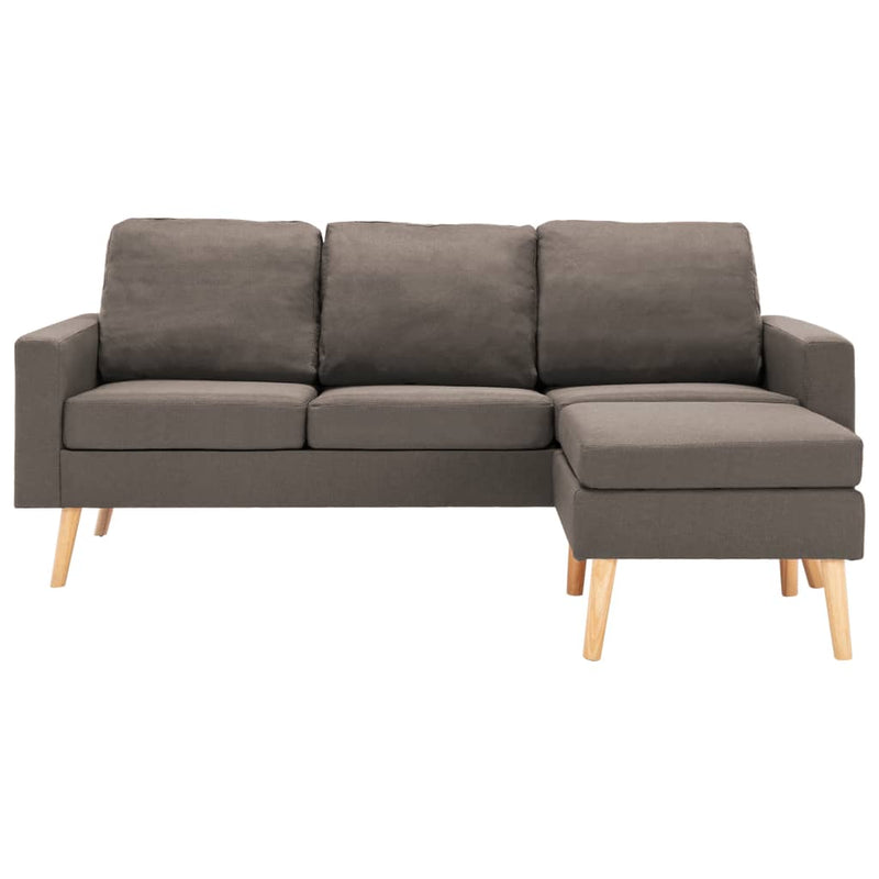 3-Sitzer-Sofa mit Hocker Taupe Stoff