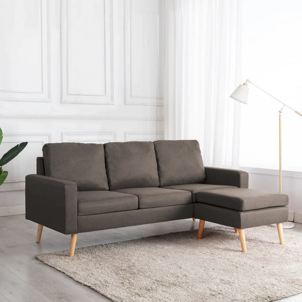 3-Sitzer-Sofa mit Hocker Taupe Stoff