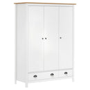 Kleiderschrank Mit 3 Türen Hill 127X50X170Cm Massivholz Kiefer