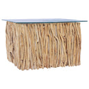 Couchtisch Mit Glasplatte 66X66X40 Cm Massivholz Teak