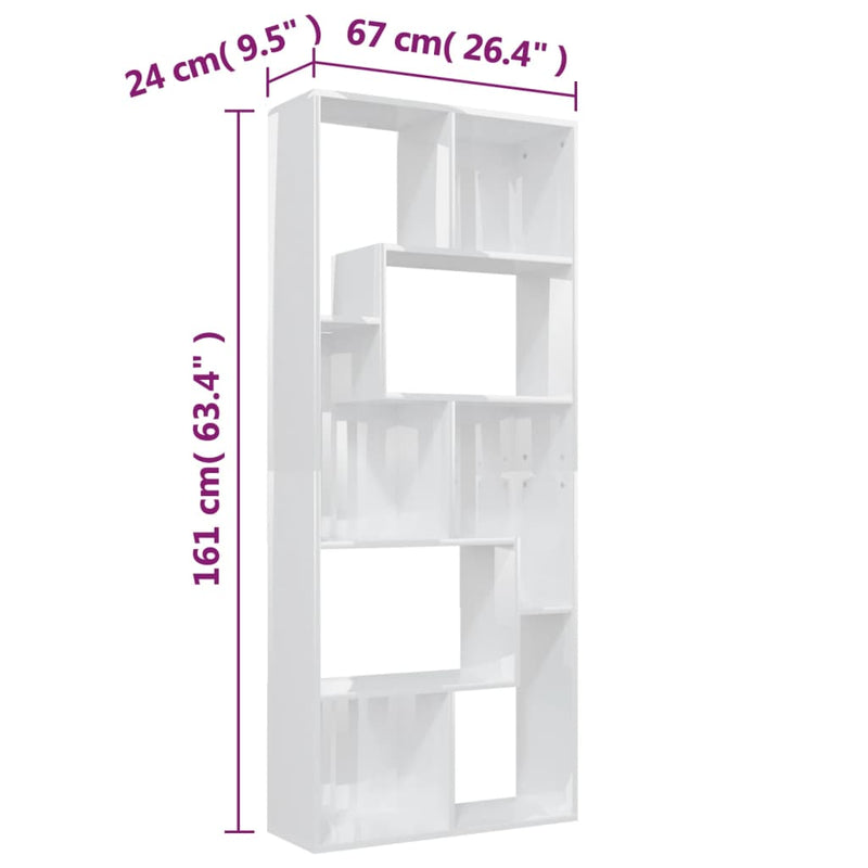 Bücherregal Hochglanz-Weiß 67x24x161 cm Holzwerkstoff