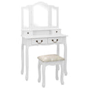 Schminktisch-Set Mit Hocker 80X69X141Cm Paulowniaholz