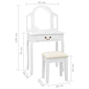 Schminktisch Mit Hocker 65X36X128 Cm Paulownia-Holz Mdf