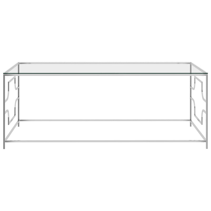 Couchtisch Silbern 120x60x45 cm Edelstahl und Glas