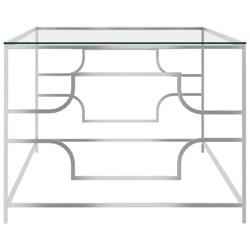 Couchtisch Silbern 120x60x45 cm Edelstahl und Glas