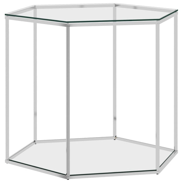 Couchtisch Silbern 60x53x50 cm Edelstahl und Glas