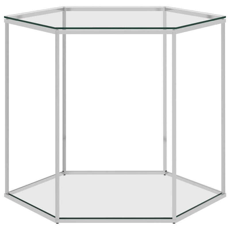 Couchtisch Silbern 60x53x50 cm Edelstahl und Glas