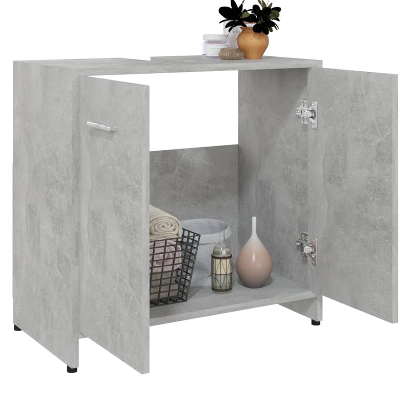 Badezimmerschrank Betongrau 60x33x61 cm Holzwerkstoff