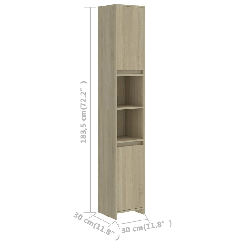 Badezimmerschrank Sonoma-Eiche 30x30x183,5 cm Holzwerkstoff