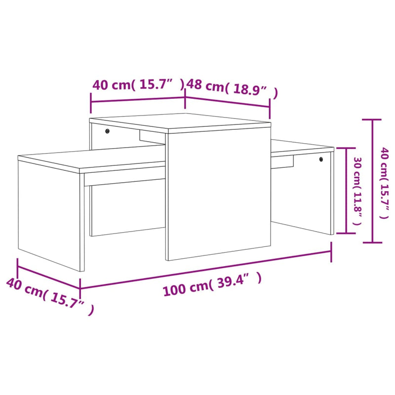 Couchtisch-Set Sonoma-Eiche 100x48x40 cm Holzwerkstoff