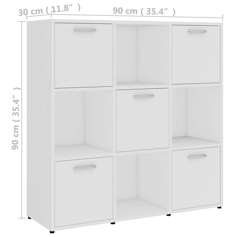 Bücherregal Weiß 90x30x90 cm Holzwerkstoff