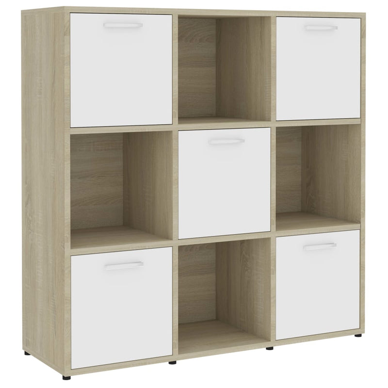 Bücherregal Weiß Sonoma-Eiche 90x30x90 cm Holzwerkstoff