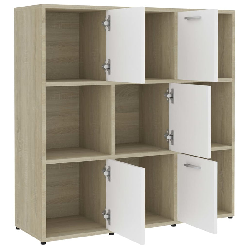 Bücherregal Weiß Sonoma-Eiche 90x30x90 cm Holzwerkstoff