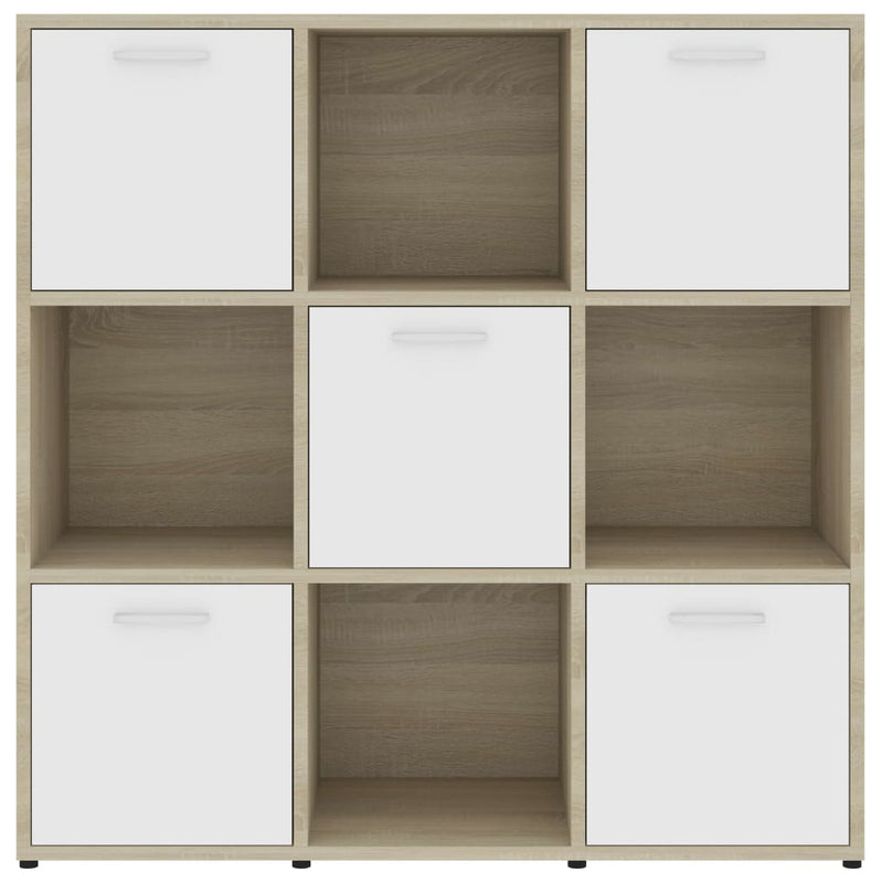 Bücherregal Weiß Sonoma-Eiche 90x30x90 cm Holzwerkstoff