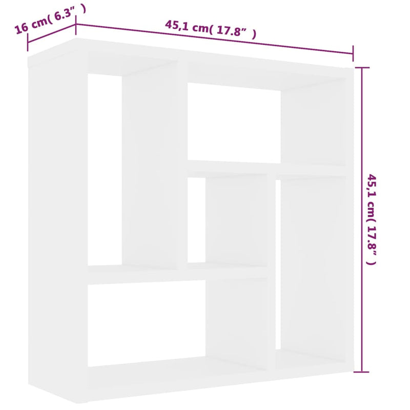 Wandregal Weiß 45,1x16x45,1 cm Holzwerkstoff