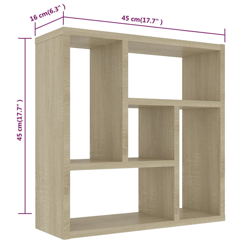 Wandregal Sonoma-Eiche 45,1x16x45,1 cm Holzwerkstoff