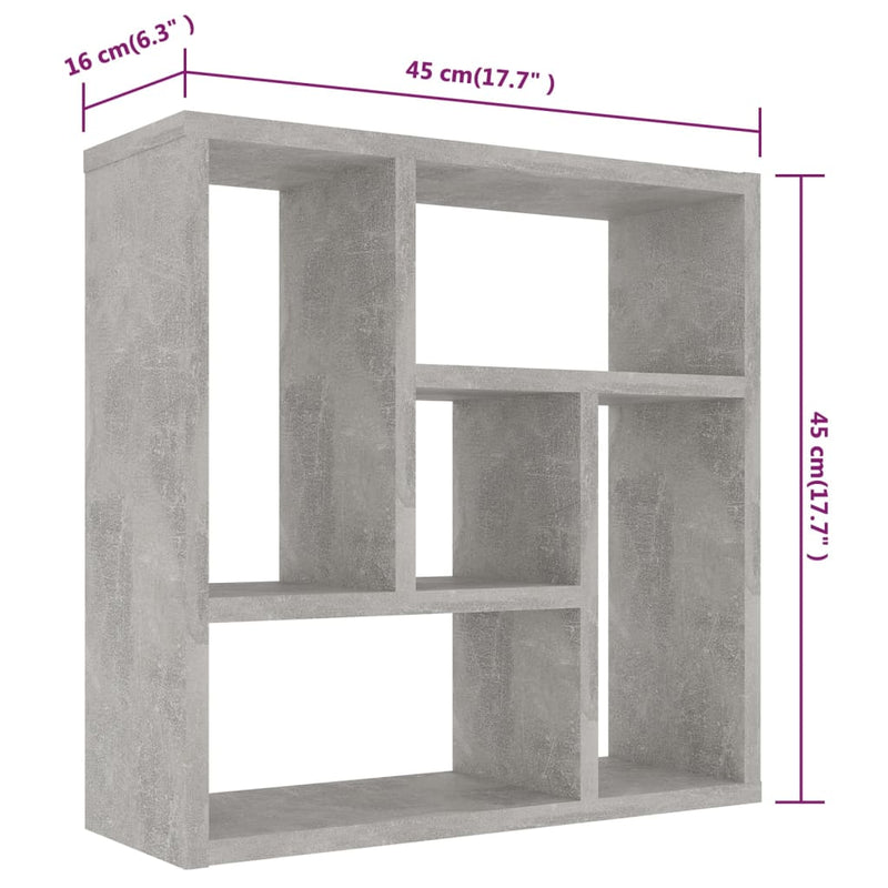 Wandregal Betongrau 45,1x16x45,1 cm Holzwerkstoff