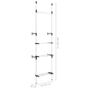 Teleskop-Garderobe Mit Stangen Und Regal Aluminium