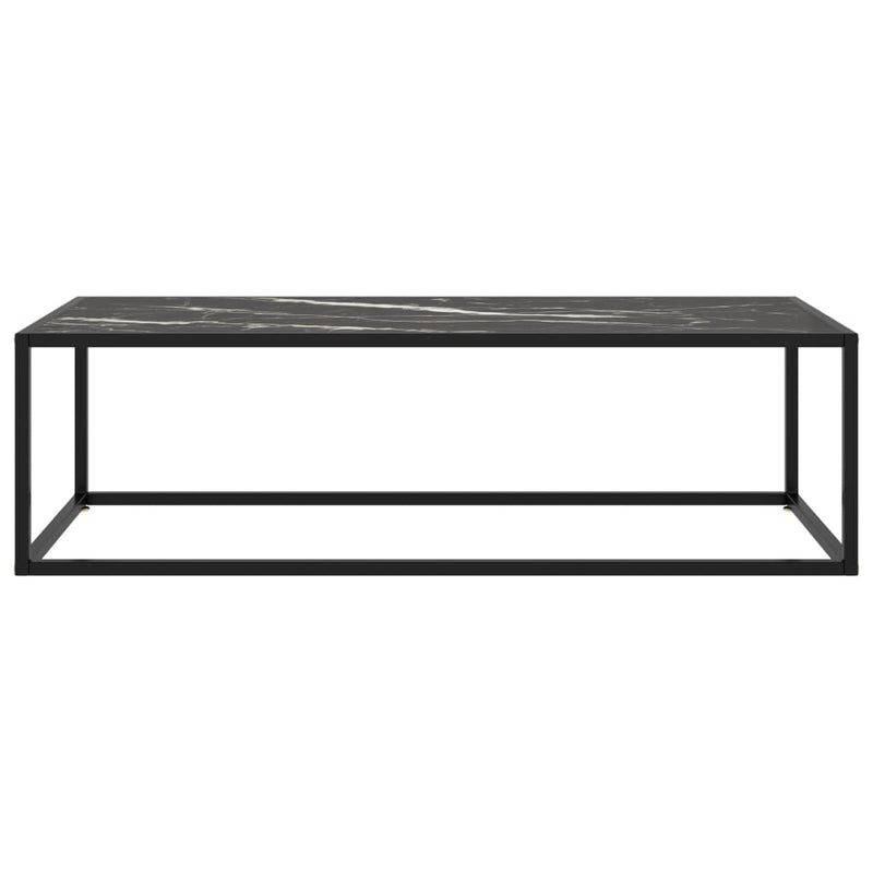 Couchtisch Schwarz mit Schwarzem Glas in Marmor-Optik 120x50x35