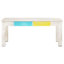 Couchtisch Weiß 110X60X45 Cm Massivholz Mango