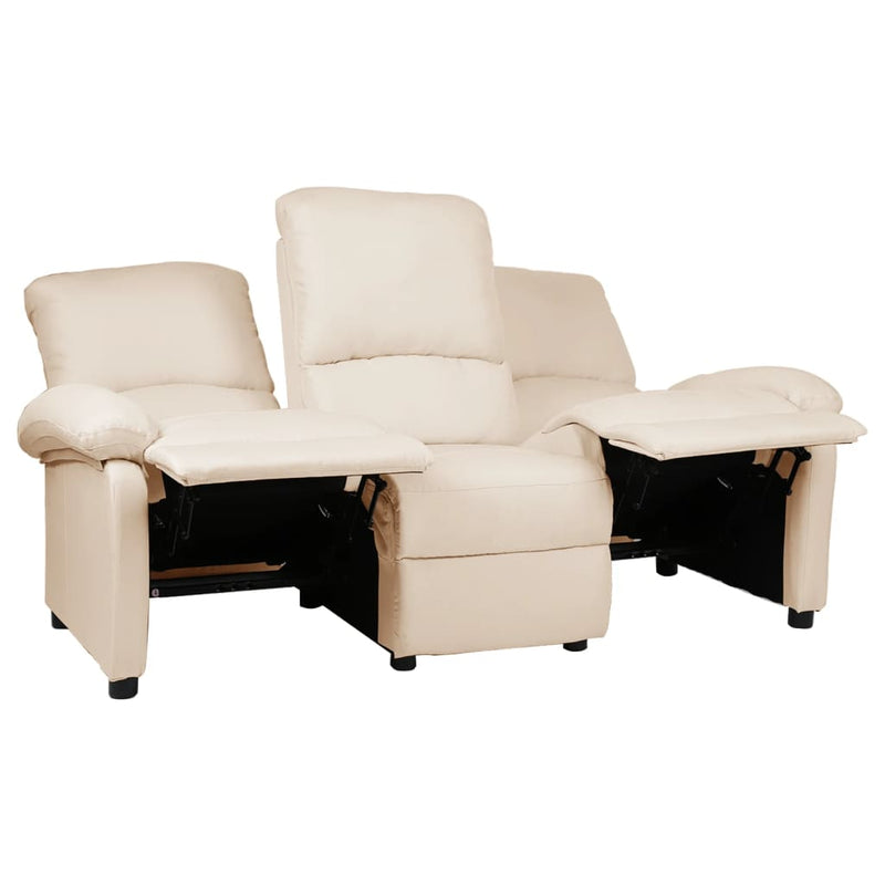 3-Sitzer-Sofa Verstellbar Creme Stoff